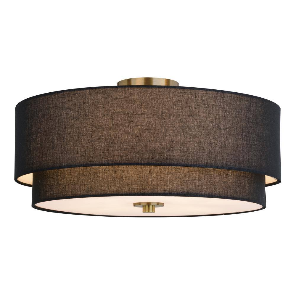 Burnaby 20.5'' Matte Brass and Black Linen Drum LED Ceiling Light