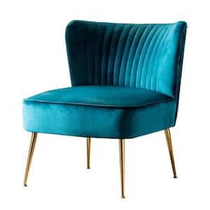 Trinity 25 in. Teal Velvet Channel Tufted Accent Chair