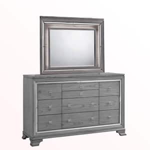 Alanis Dresser and Mirror in Light Gray Finish