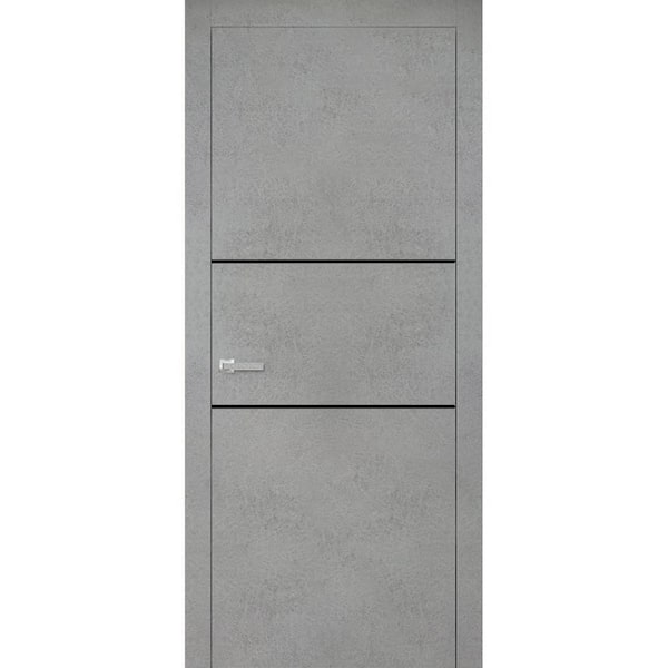 30 in. x 80 in. 1 Panel Concrete Finished Solid Wood with Honeycomb Sliding Door with Hardware