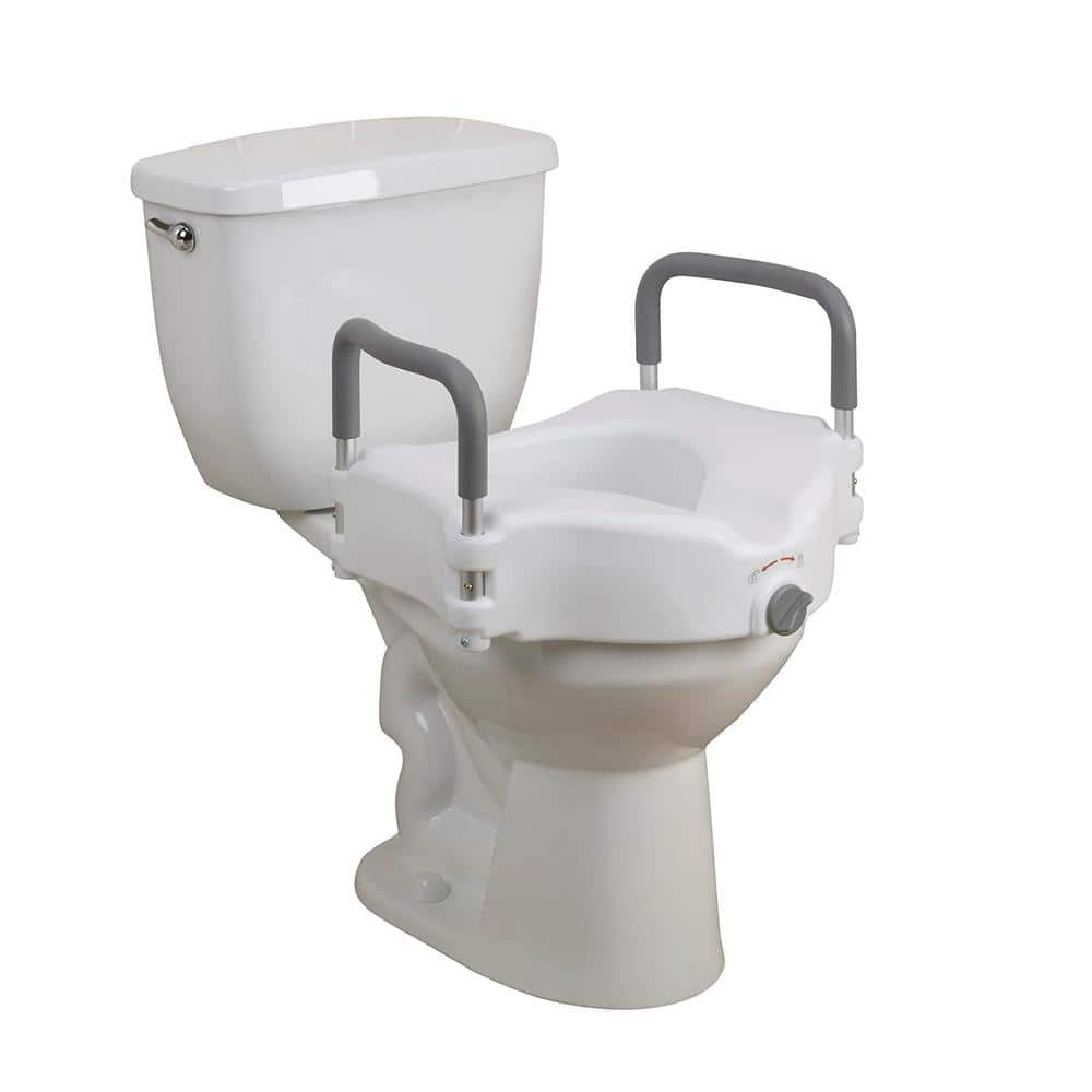 4-in-1 Raised Toilet Seat with Handles and Back - White - deals Elderly Handicap Care