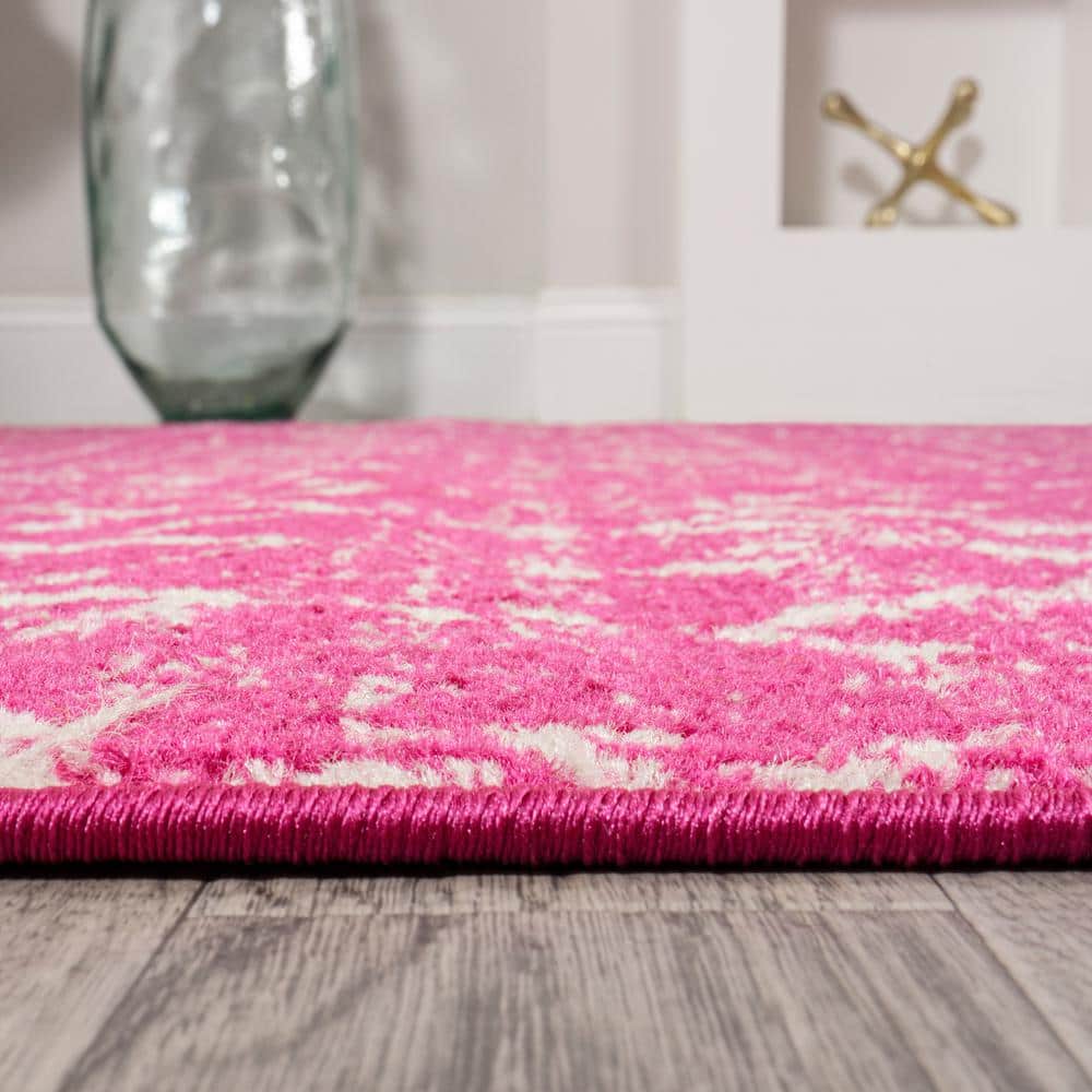 8' x 10' Fuchsia and Ivory Synthetic Moroccan Trellis Area Rug