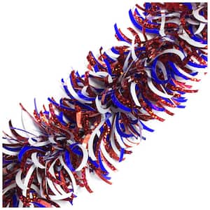 9 ft. Patriotic Wide Cut Red/White/Blue Tinsel (Set of 2)