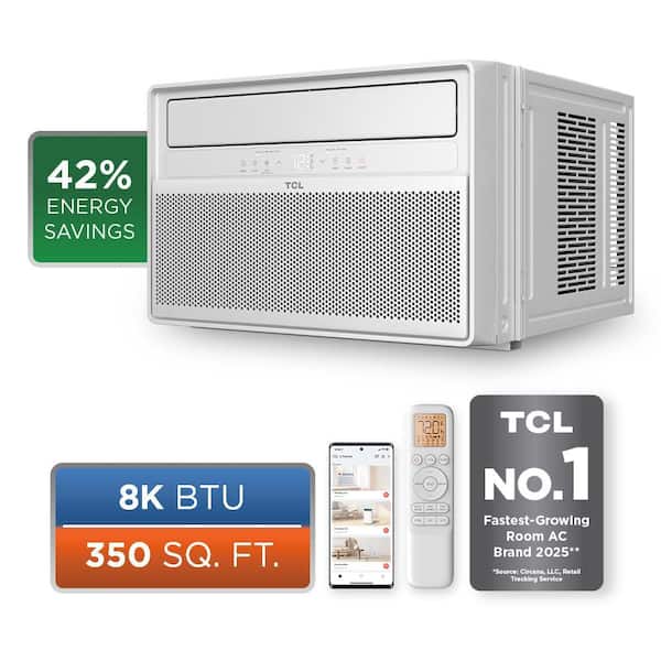 Q Series 8,000 BTU 115 Volts Window AC Cools 350 Sq. Ft. with Remote and wifi enabled in White