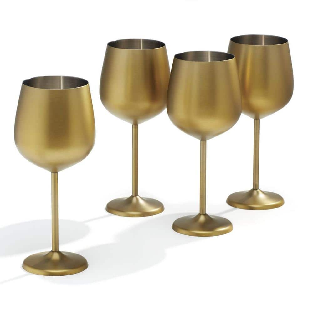 Cambridge 18 oz. Gold Stainless Steel White Wine Glass Set (Set of 4)