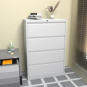 35.55 in. W x 52.75 in. H x 15.86 in. D 4-Drawer Metal Lateral File Garage Storage Freestanding Cabinet in White