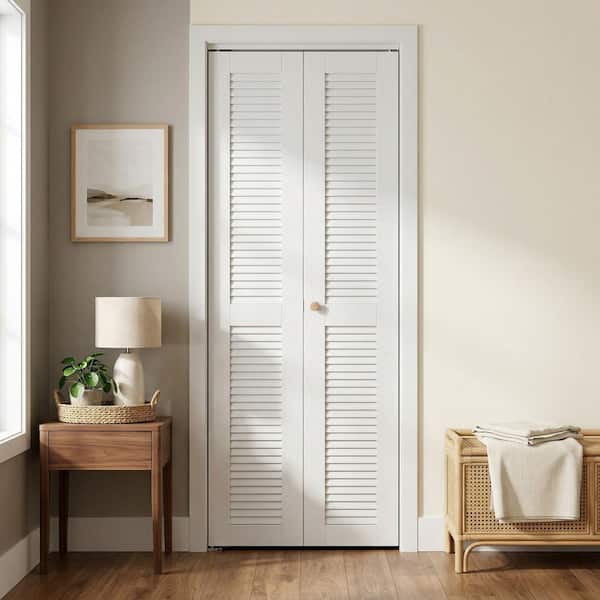 GOLDENPOLEY 24 in. x 78.75 in. Louver/Louver Solid Core White