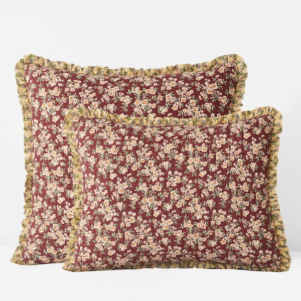 Company Cotton Suhana Reversible Ruffle Quilted Brick Cotton King Sham