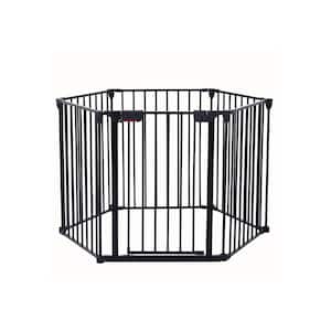 12.6 ft. W x 2.4 ft. H Collapsible Black Metal Pet Playpen with 6 Adjustable Safety Gates
