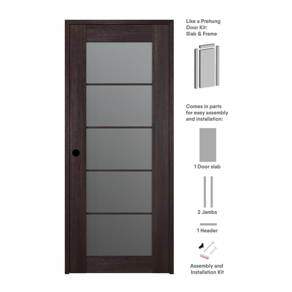 36 in. x 96 in. Vona Right-Hand Solid Composite Core Frosted Glass Veralinga Oak Wood Single Prehung Interior Door price history on PriceWatchPro
