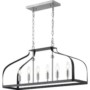 Abner Mill 6-Light Brushed Nickel Chandelier with Matte Black Accents