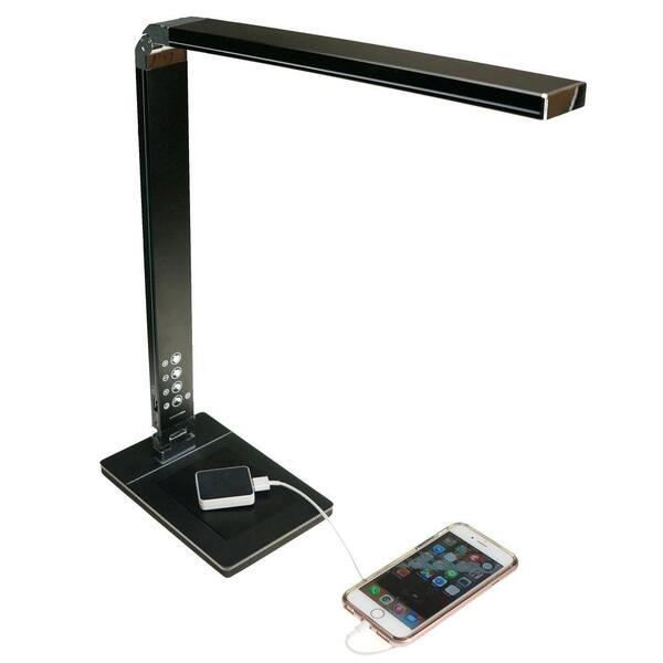 NTW AirEnergy 27 in. 5 Way LED Black Desk Lamp w/USB Port & Qi Certified Wireless Charging Base "SmartCube" Qi Adapter