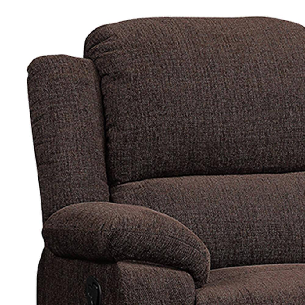 Brown Velvet Recliner with Wood Frame