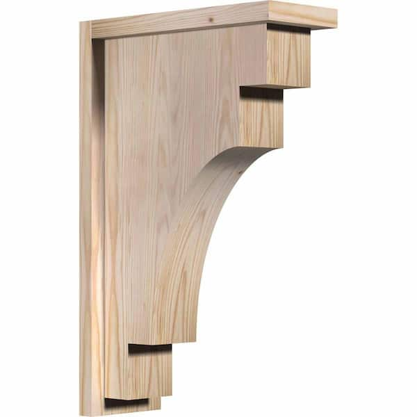 Ekena Millwork 5-1/2 in. x 14 in. x 22 in. Douglas Fir Mediterranean Smooth Corbel with Backplate