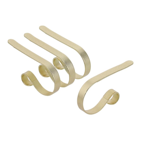 Haute Decor Original MantleClip Shimmering Gold Metal Stocking Holder (4-Pack)