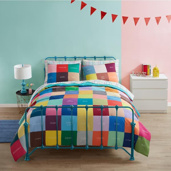 MHF Home Smarts and Crafts 2-Piece Learning Multicolor Block Microfiber Multicolor Twin/Twin XL Comforter Set