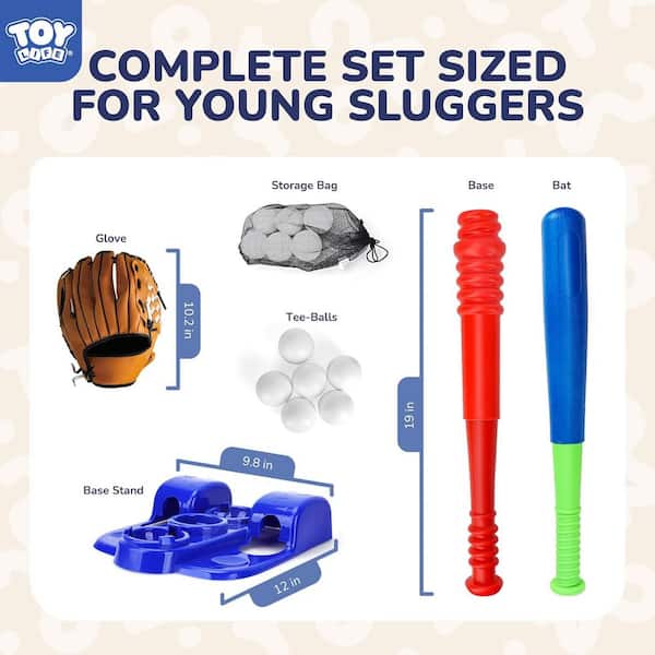 Baseball Set Tee with Bath, Ball and Gloves for 3 to 12-years Old