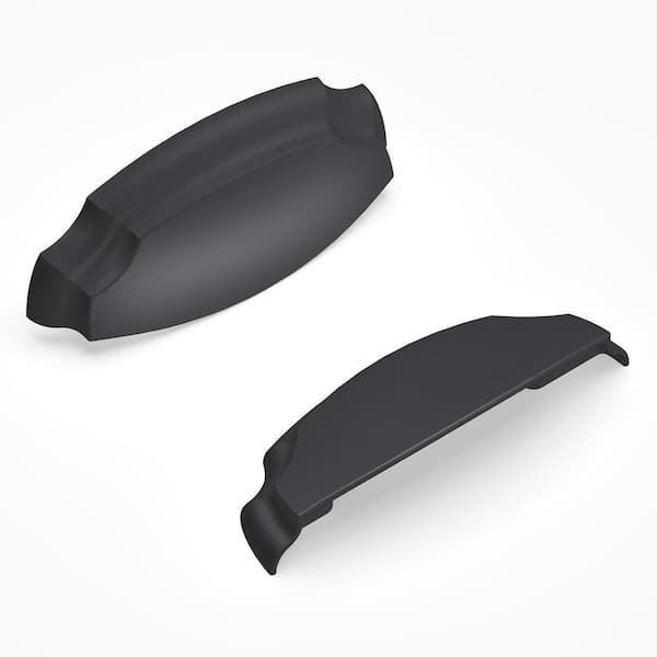 Veranda 3 in. (76 mm) and 3-3/4 in. (96 mm) Matte Black Drawer Cup Pull (10-Pack)