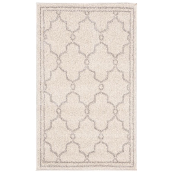SAFAVIEH Amherst Ivory/Light Gray Doormat 3 ft. x 5 ft. Geometric Diamond Area Rug