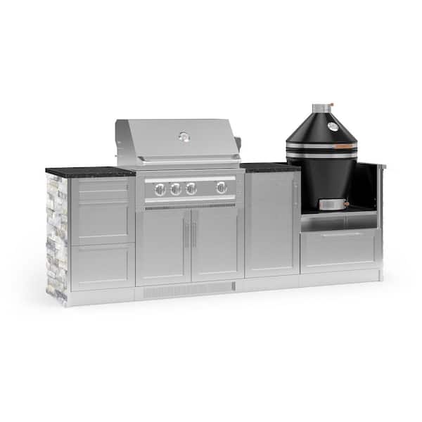 NewAge Products Signature Series 100.16 in. x 25.5 in. x 57.5 in. 8-Piece Outdoor Kitchen Cabinet Set with Natural Gas 33 in. Grill