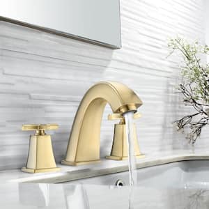 8 in. Widespread 2-Handle Bathroom Faucet with Pop-Up Drain in Brushed Gold