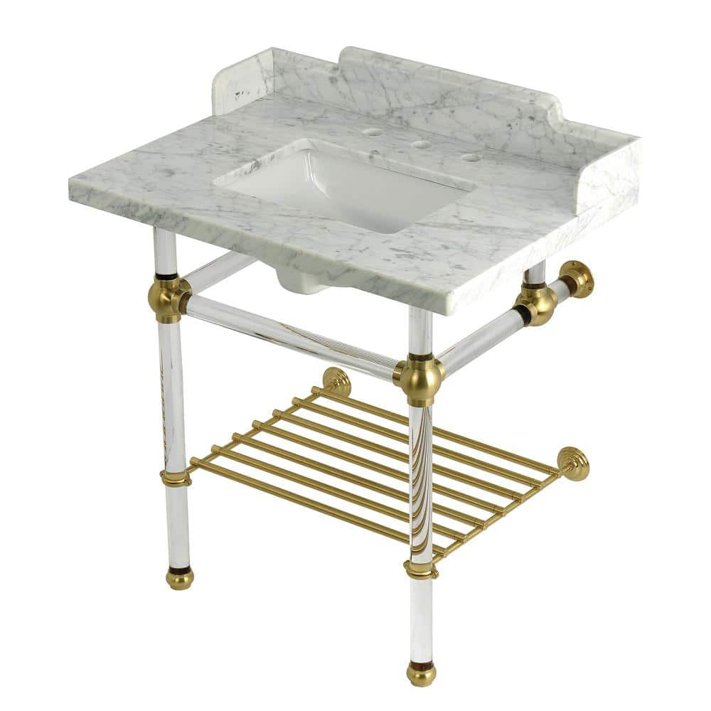 Kingston Brass Pemberton 30 In. Marble Console Sink With Acrylic Legs 