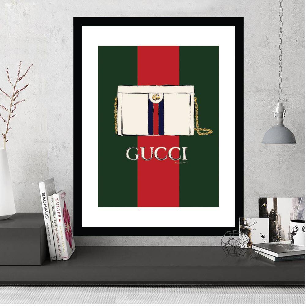 Fashion Designer Glam Purse Bag Framed Print in Green and Red