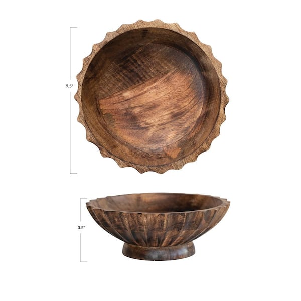 Natural Mango Wood Fruit Bowl Hand Carved Polished Wooden Bowl