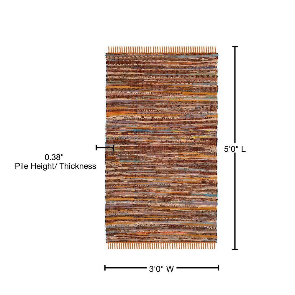 Multicolor Striped Cotton Flat Woven Area Rug