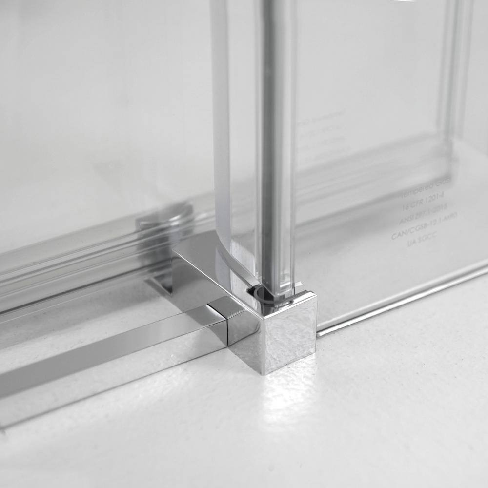 Tidy 60" x 78" Frameless Clear Glass Shower Door with Chrome Finish
