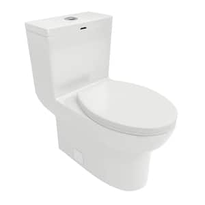 1-piece 1.6 GPF Dual Flush Elongated Toilet in White Seat Included