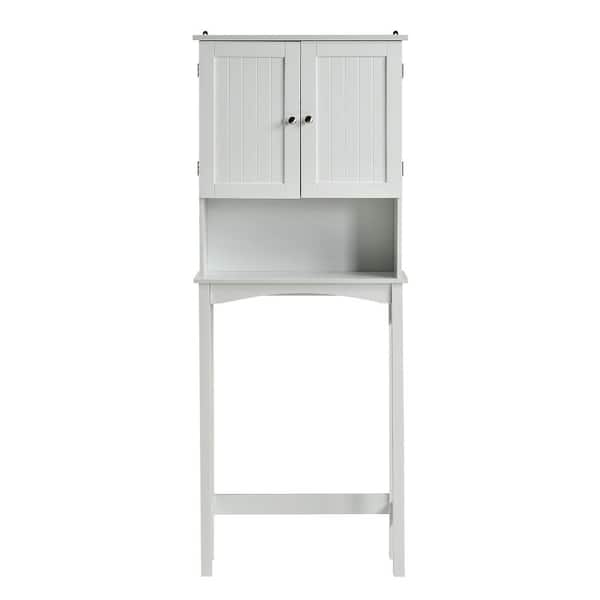 Hooseng Iaan 23.6 in. W x 62 in. H x 8.9 in. D Over-the-Toilet Storage MDF Space Saver in White