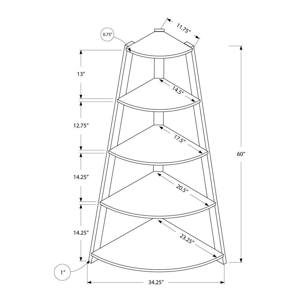 White 72" Tall Corner Etagere with Tray Shelves