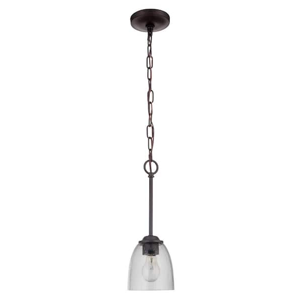 Serene 60-Watt 1 Light Espresso Finish Dining/Kitchen Island Mini Pendant Light Seeded Glass, No Bulbs Included