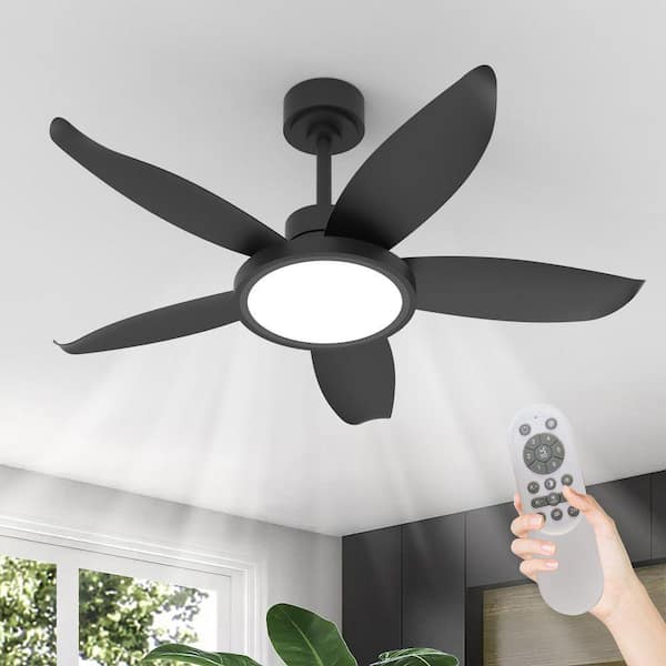 42 in. Black High Airflow Plug-in Blades ABS Plastic Blades Downrod Mount Standard Ceiling Fan Remote Control Included