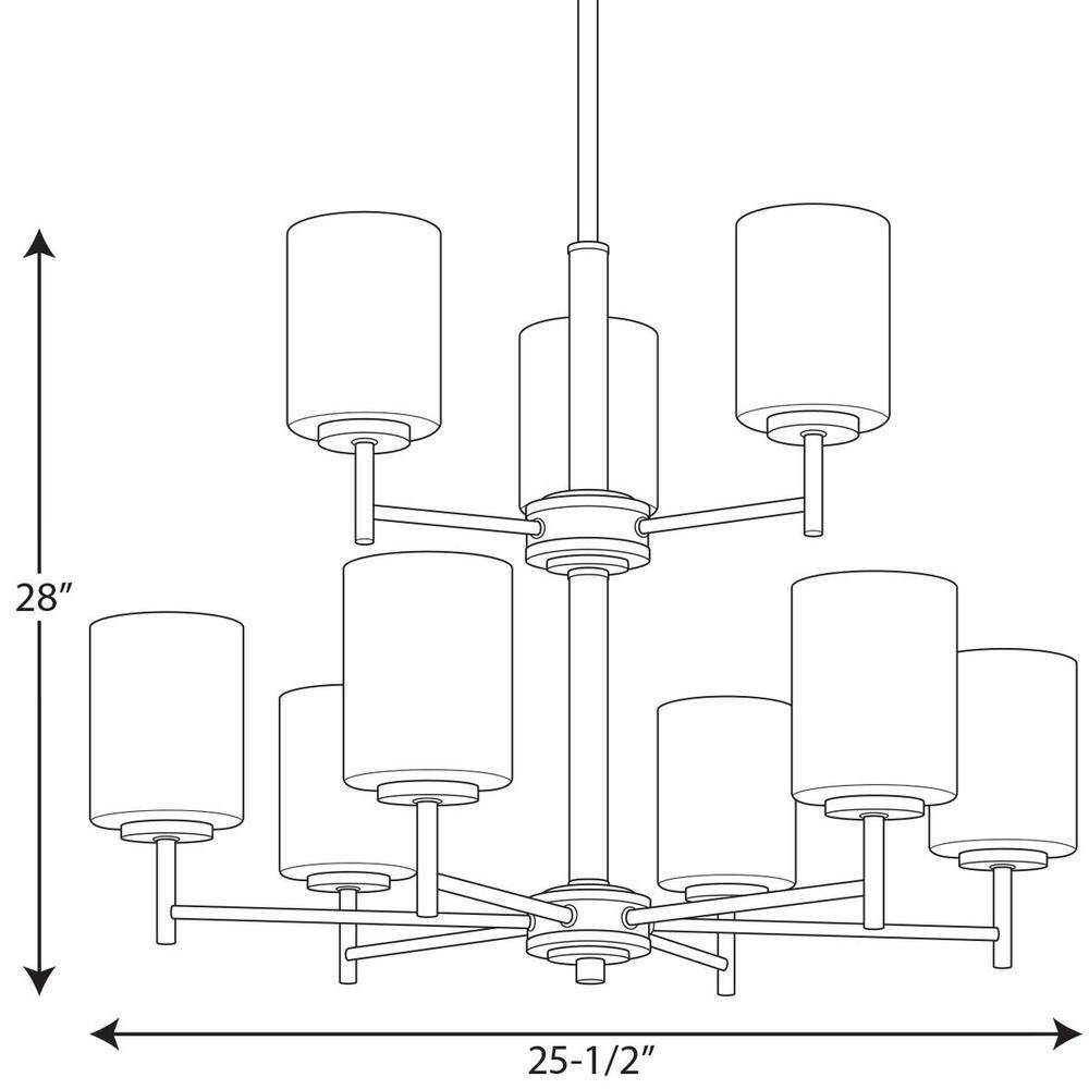 Black Steel Two-Tier 9-Light Chandelier with White Shades