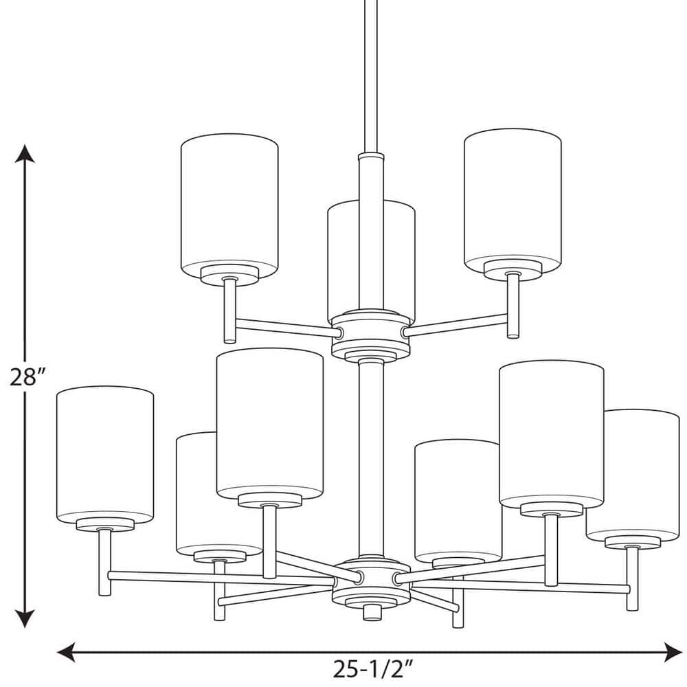 Brushed Nickel Two-Tier Chandelier with White Glass Shades