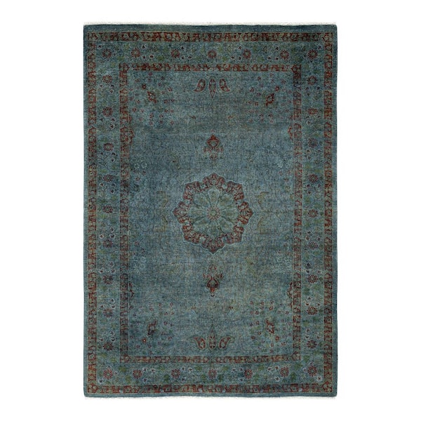 Chloe & Olivia Home Overdyed Blue 4 ft. 2 in. x 6 ft. Wool Indoor Area Rug