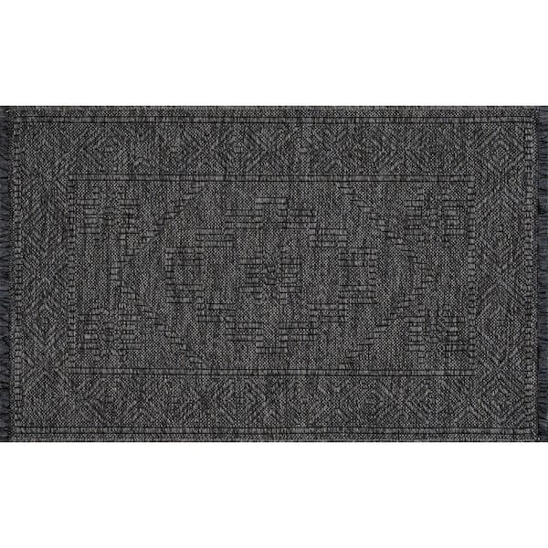 Alma Dark Gray 2 ft. x 3 ft. Moroccan Machine Washable Indoor Area Rug