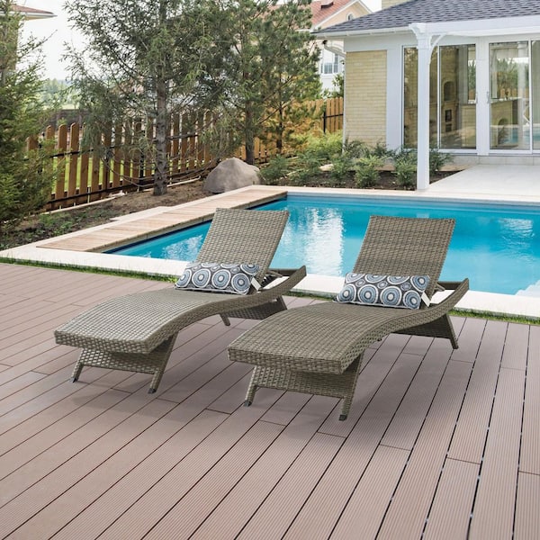 EDYO LIVING Nature All-Weather Adjustable Resin Outdoor Patio Chaise Lounger (Set of 2)