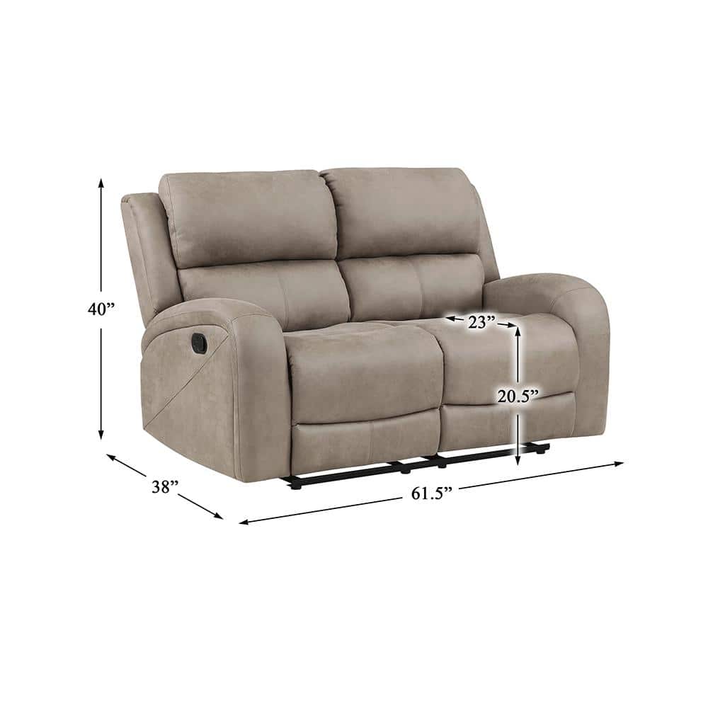 Brown Microfiber Reclining Loveseat with Sloped Arms