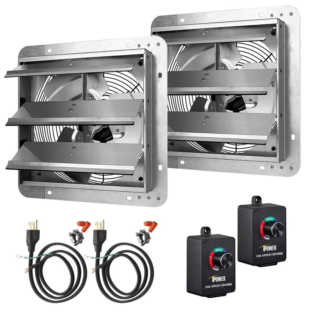 1600 CFM 12 in. Aluminum High Speed Variable Gable Mount Shutter Exhaust Fa