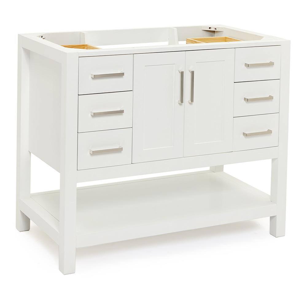 White Solid Wood Freestanding Single Bathroom Vanity Base