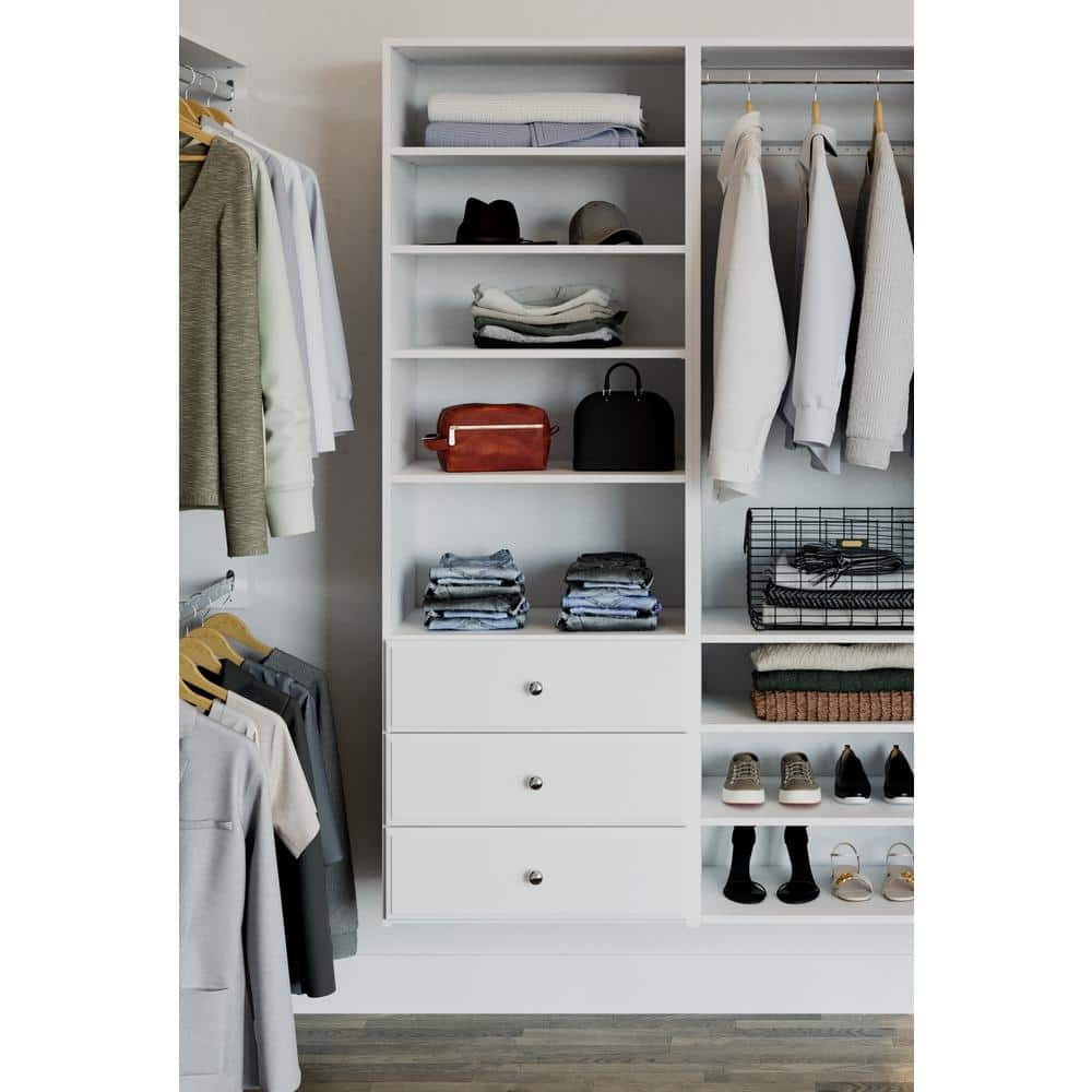White Wood Closet Tower Kit with Drawers