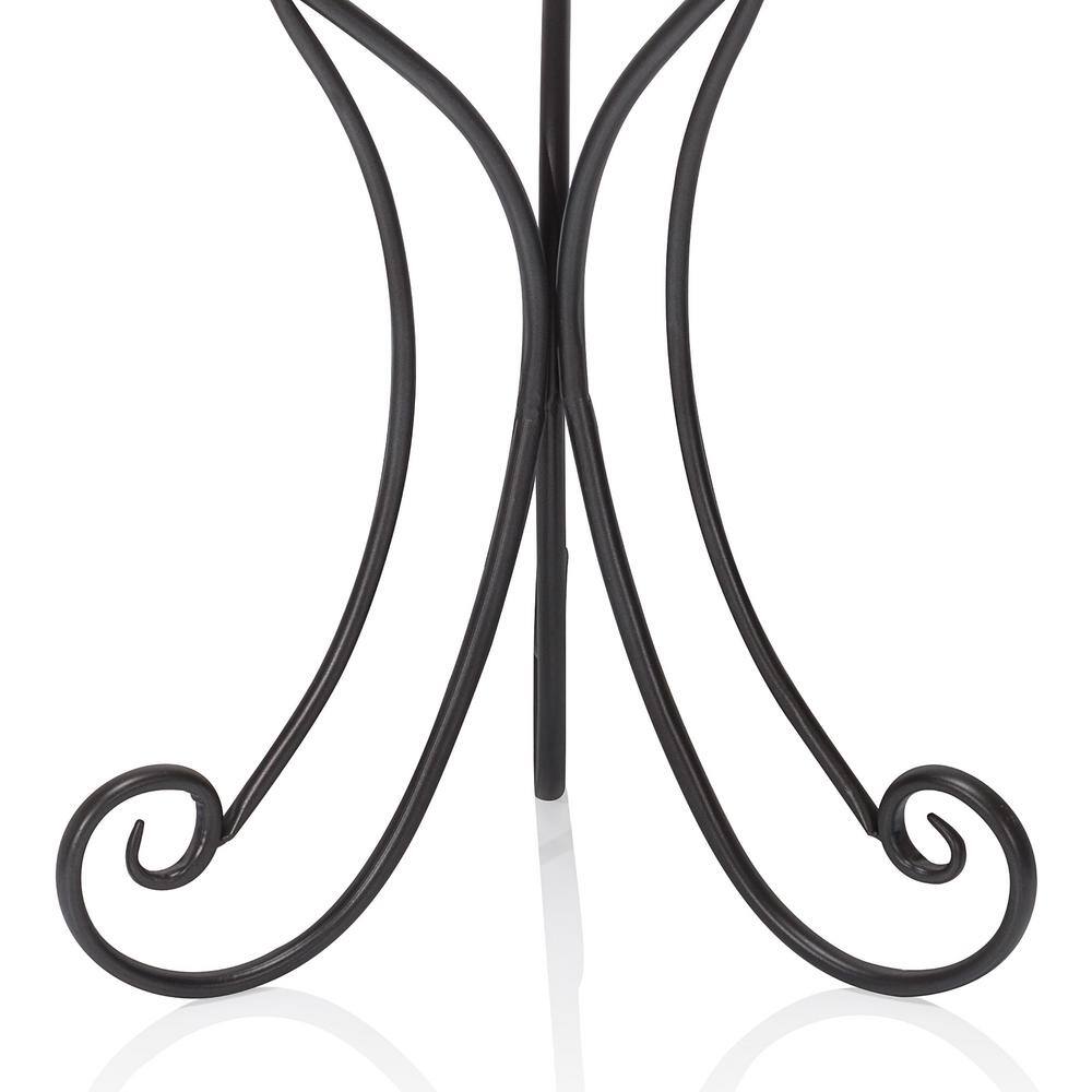 Silver Metal Birdbath with Stand and Bird Figurines