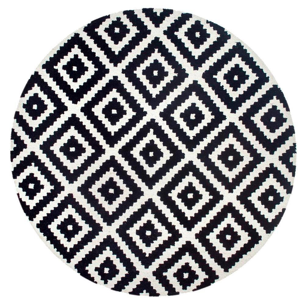 Nuloom Kellee Contemporary Black 4, Black White Round Rug