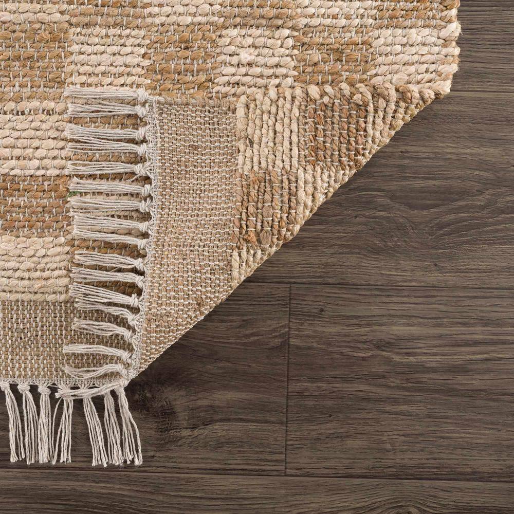 Handmade Light Brown and Beige Jute Rectangle Area Rug 5' x 7'