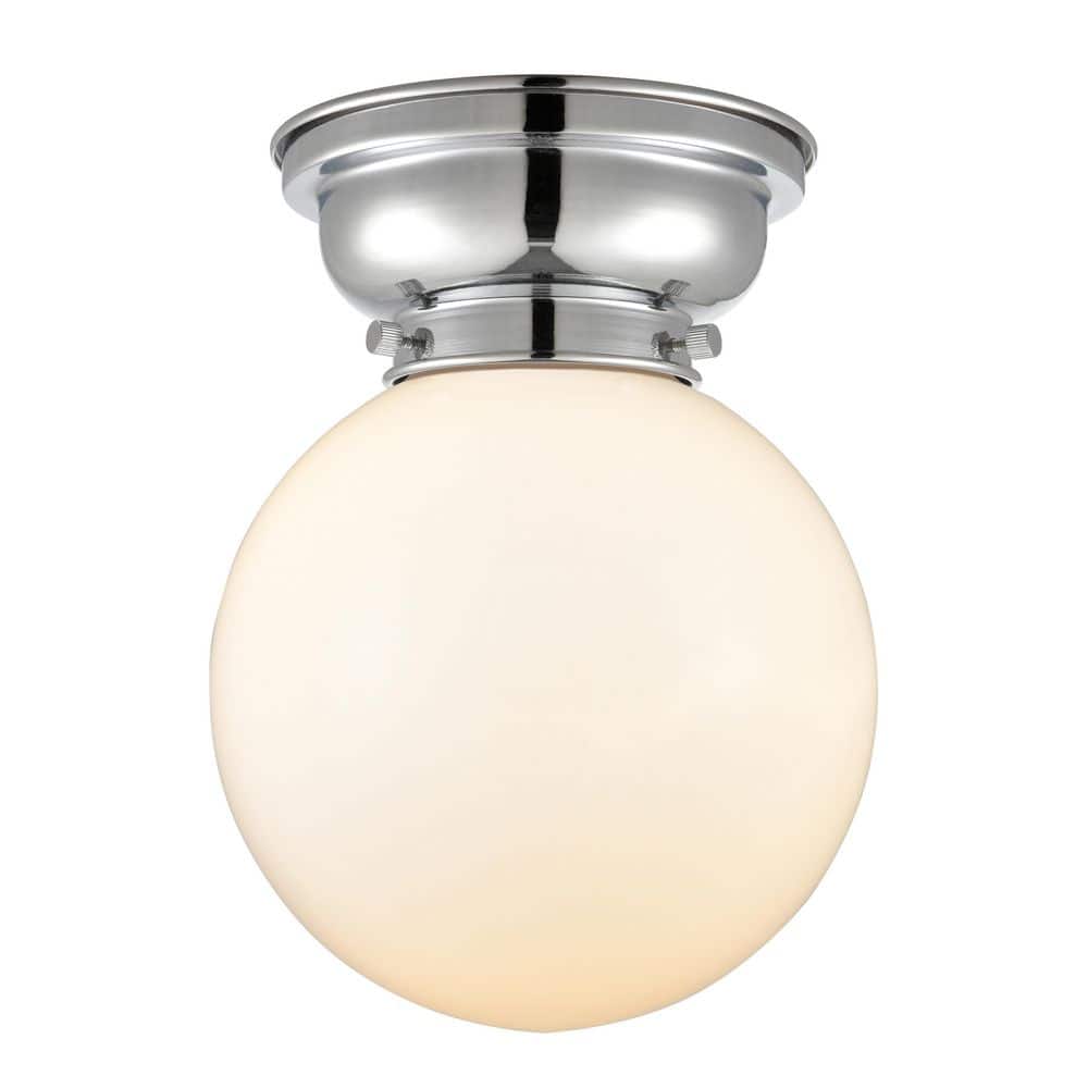 Beacon 8 in. 1-Light Polished Chrome Industrial Flush Mount with Seeded Glass Shade price history on PriceWatchPro