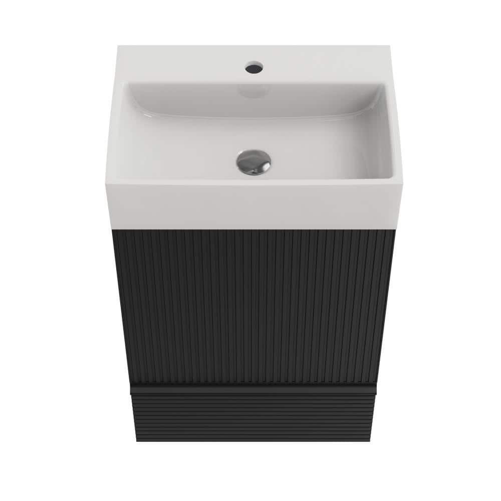 20 in. Freestanding Bathroom Vanity in Black with Glossy White Ceramic Top price history on PriceWatchPro