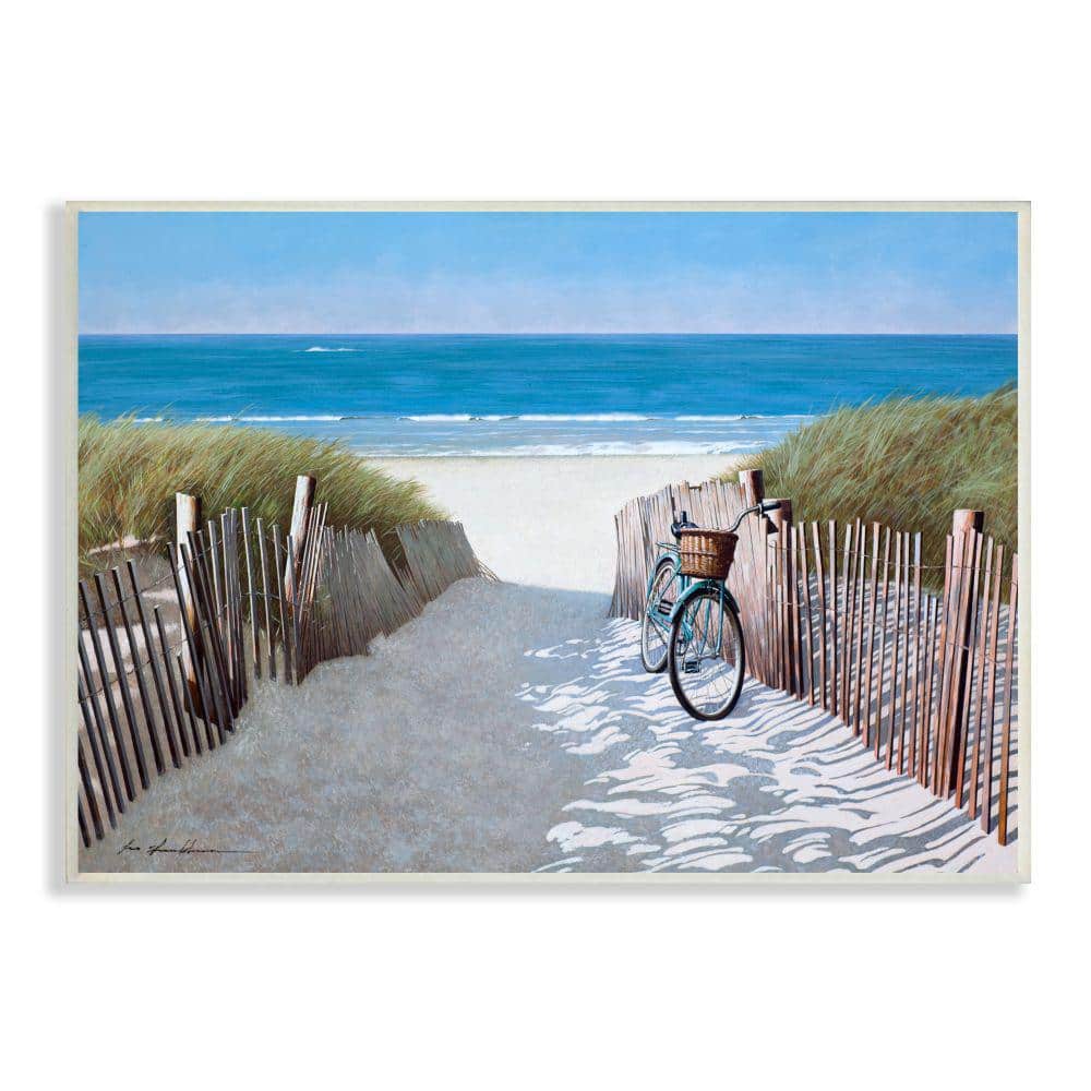Beach Pathway and Bicycle Summer Nautical Painting by Zhen-Huan Lu Unframed Nature Wood Wall Art Print 10 in. x 15 in. price history on PriceWatchPro